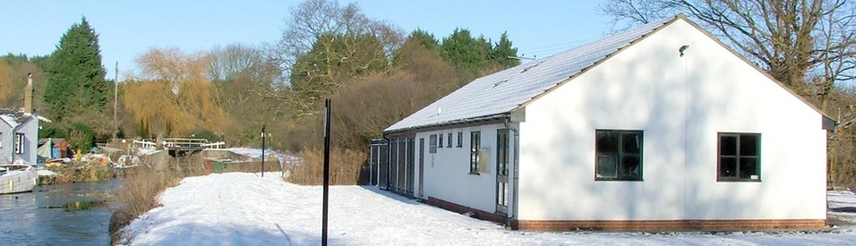 View of the clubhouse in the snow
